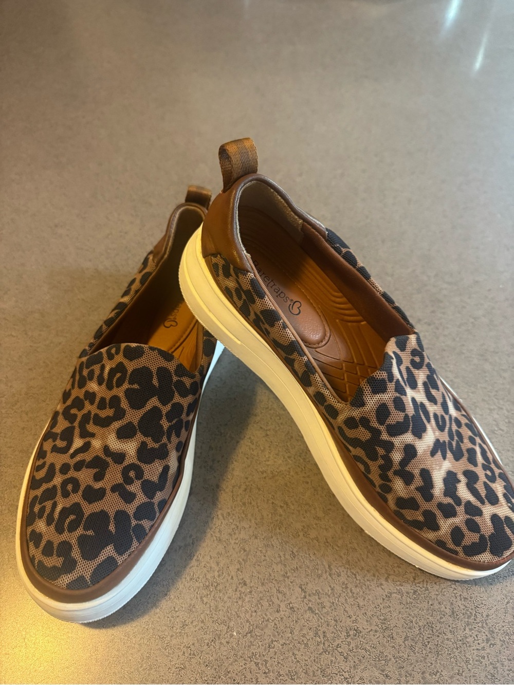 BareTraps Leopard Print Slip-On Sneakers - Brown/Tan